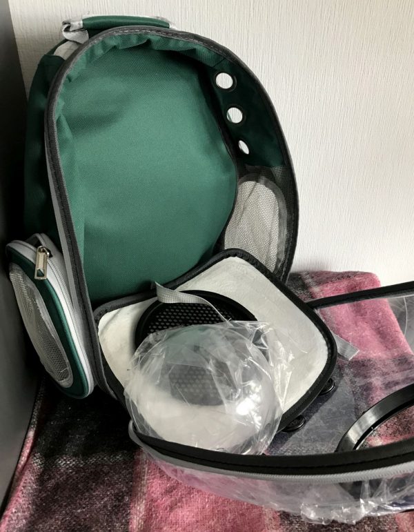 Рюкзак с капсулой для переноски животных, зеленый с прозрачным передом