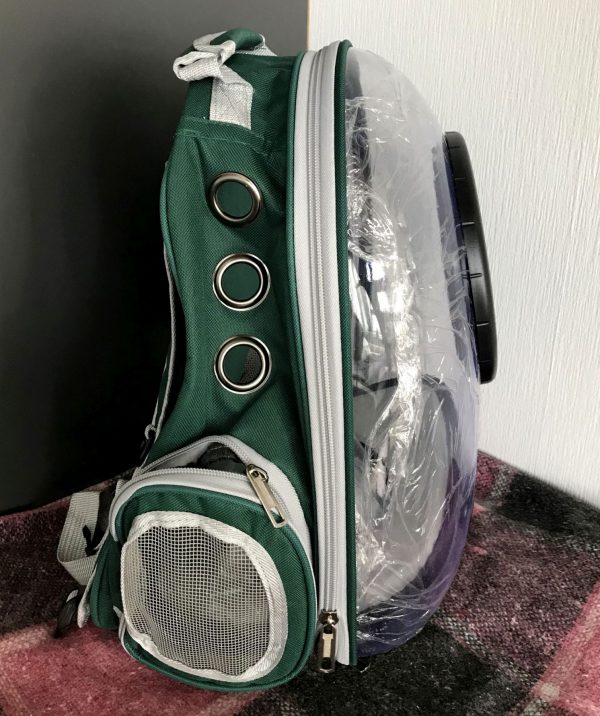 Рюкзак для переноски животных зеленый прозрачный