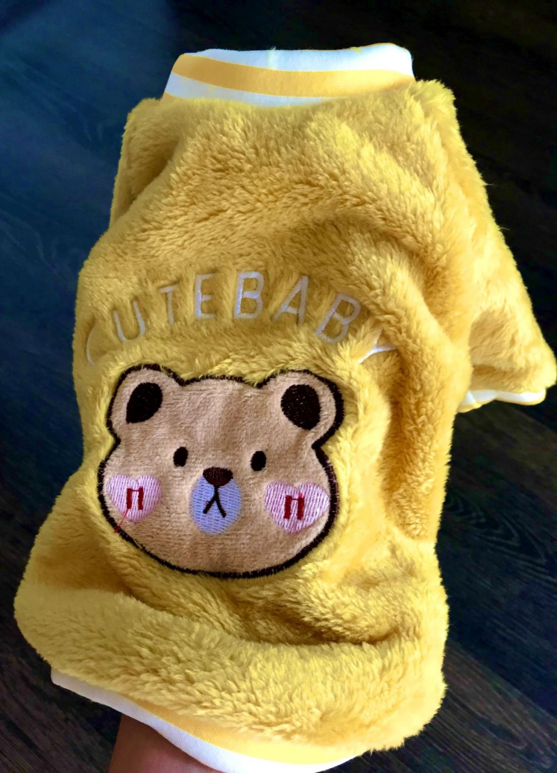 Кофта для собачки желтая с принтом мишка и надписью Cute Baby — Рюкзаки ...