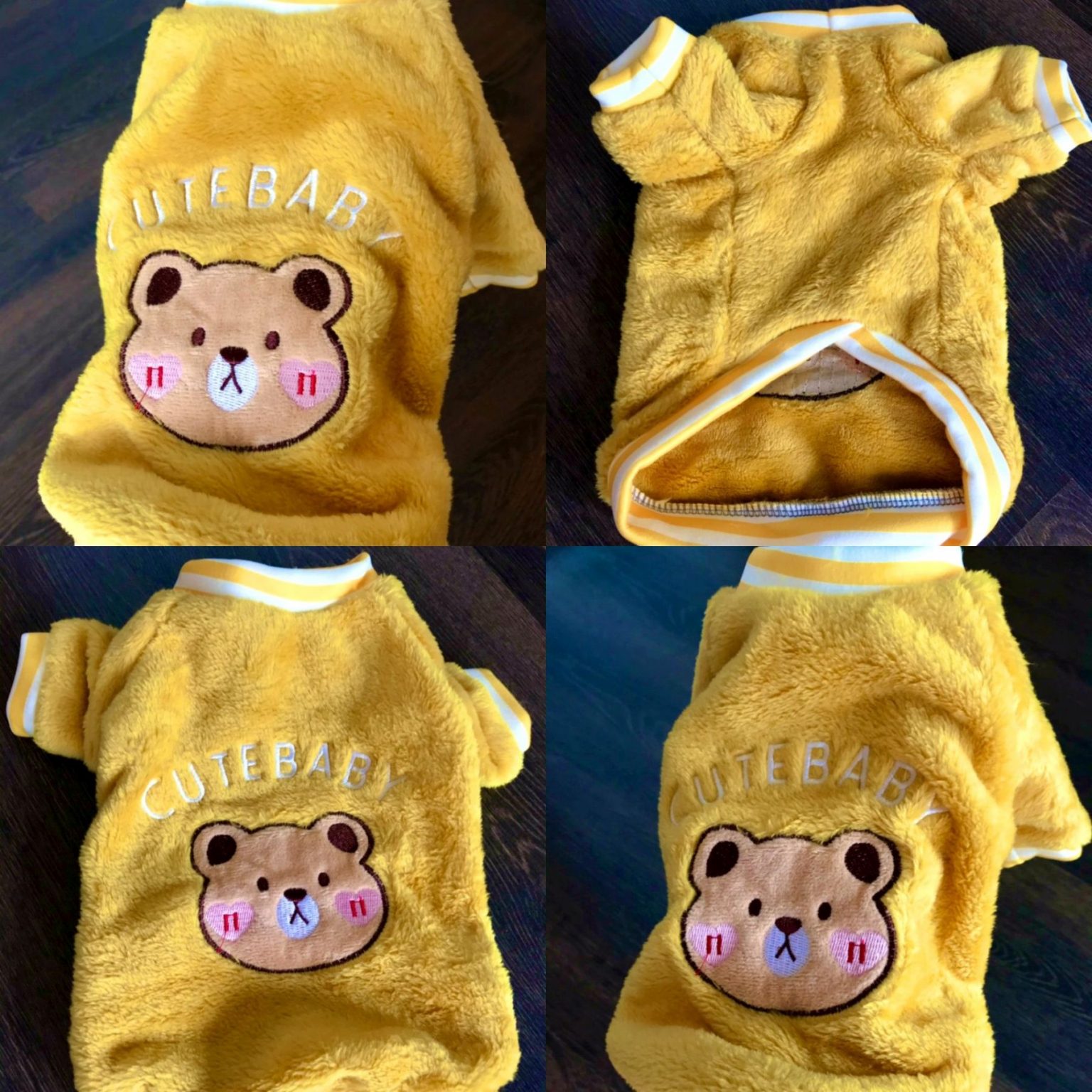 Кофта для собачки желтая с принтом мишка и надписью Cute Baby — Рюкзаки ...